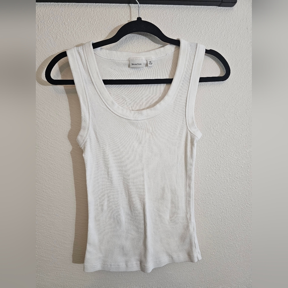 Babaton White Ribbed Tank Top
